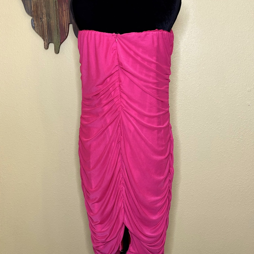 Pink Strapless Ruched Cocktail Dress - Picture 5 of 8
